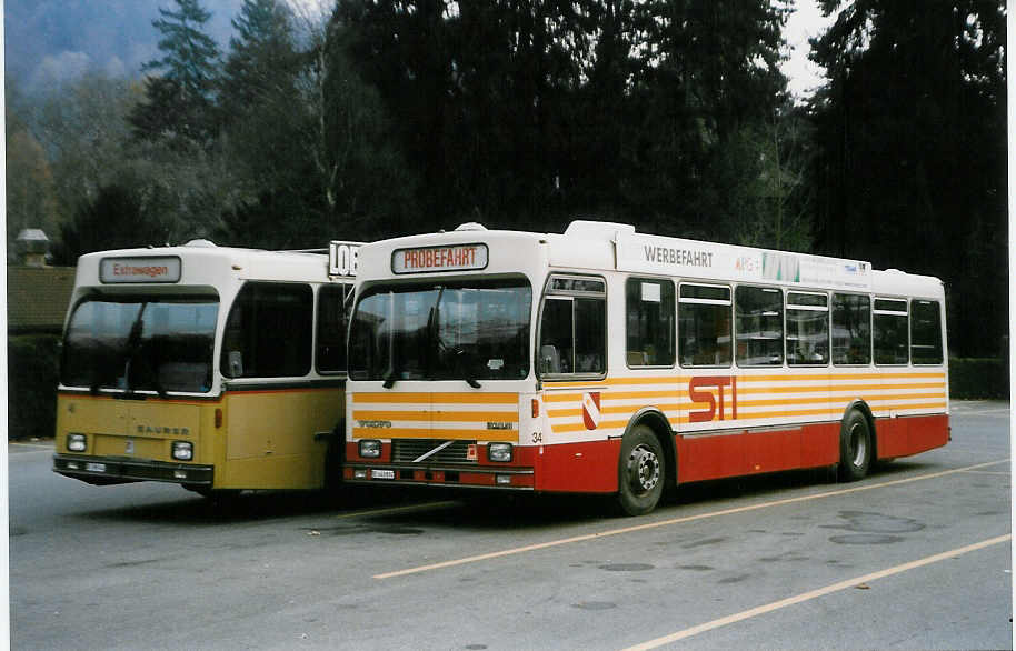 (028'212) - STI Thun - Nr. 34/BE 443'834 - Volvo/R&J (ex SAT Thun Nr. 34) am 25. November 1998 bei der Schifflndte Thun