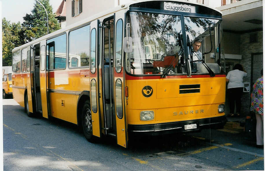 (036'822) - Engeloch, Riggisberg - Nr. 5/BE 447'406 - Saurer/Tscher (ex P 25'668) am 13. September 1999 in Schwarzenburg, Post