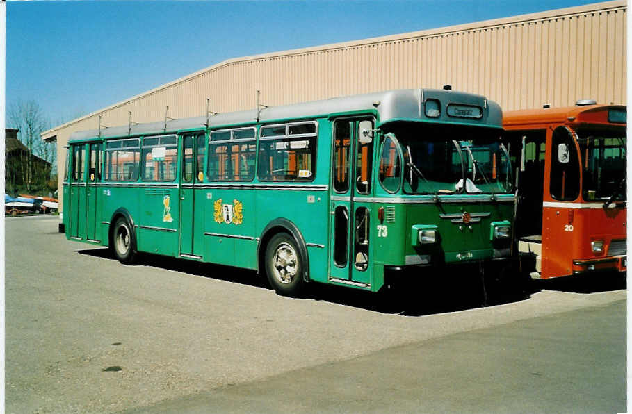 (040'024) - BVB Basel (RWB) - Nr. 73/BE 2784 U - FBW/FHS am 8. April 2000 in Zug, Garage ZVB