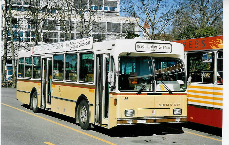 (044'716) - STI Thun - Nr. 56/BE 413'456 - Saurer/R&J am 16. Februar 2001 bei der Schifflndte Thun