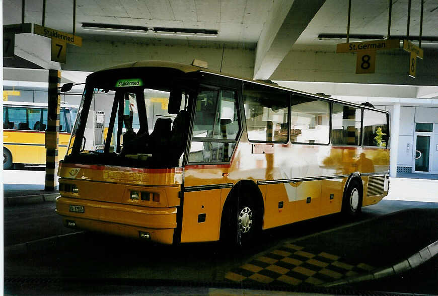 (053'021) - Ruppen, Staldenried - VS 77'555 - Neoplan am 18. April 2002 in Visp, Postautostation