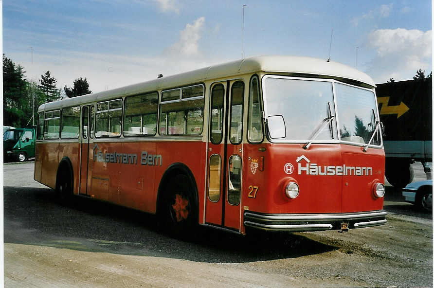 (053'104) - Huselmann, Bern - Nr. 27 - FBW/R&J (ex AFA Adelboden Nr. 24; ex Steiner, Meikirch Nr. 1) am 19. April 2002 in Muri bei Bern