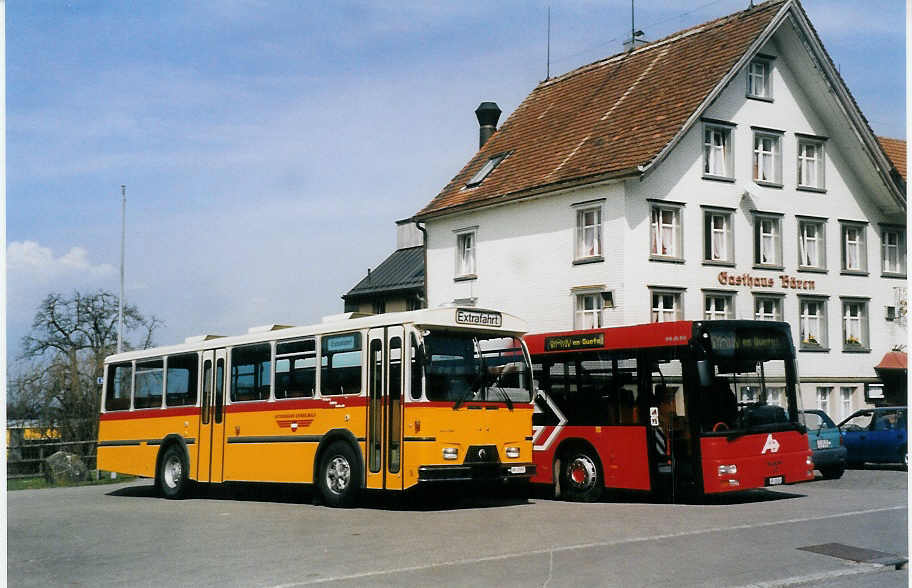 (059'518) - Osthues, Teufen - Nr. 15/AR 17'057 - Saurer-Leyland/Hess (ex AVG Grindelwald Nr. 15; ex RhV Altsttten Nr. 42) am 29. Mrz 2003 in Speicherschwendi, Gasthaus Bren