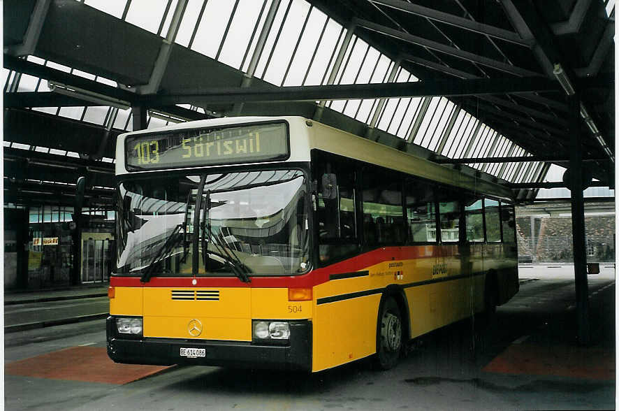 (065'926) - PostAuto Bern-Freiburg-Solothurn - Nr. 504/BE 614'086 - Mercedes/Lauber (ex P 25'372) am 8. Mrz 2004 in Bern, Postautostation