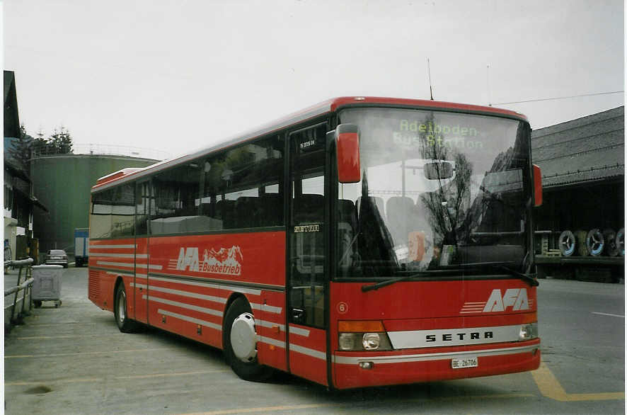 (066'503) - AFA Adelboden - Nr. 6/BE 26'706 - Setra am 17. April 2004 beim Gterbahnhof Frutigen