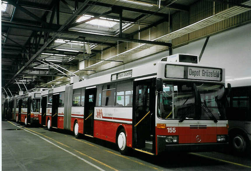 (067'109) - WV Winterthur - Nr. 155 - Mercedes Gelenktrolleybus am 24. April 2004 in Winterthur, Depot Grzefeld