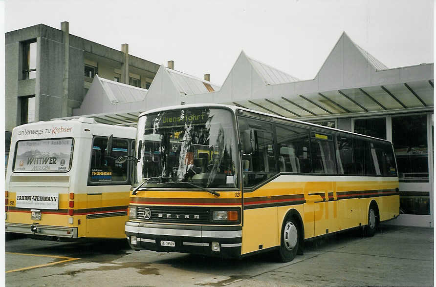 (072'812) - STI Thun - Nr. 13/BE 26'509 - Setra (ex AvH Heimenschwand Nr. 3; ex AGS Sigriswil Nr. 1) am 28. November 2004 in Thun, Garage