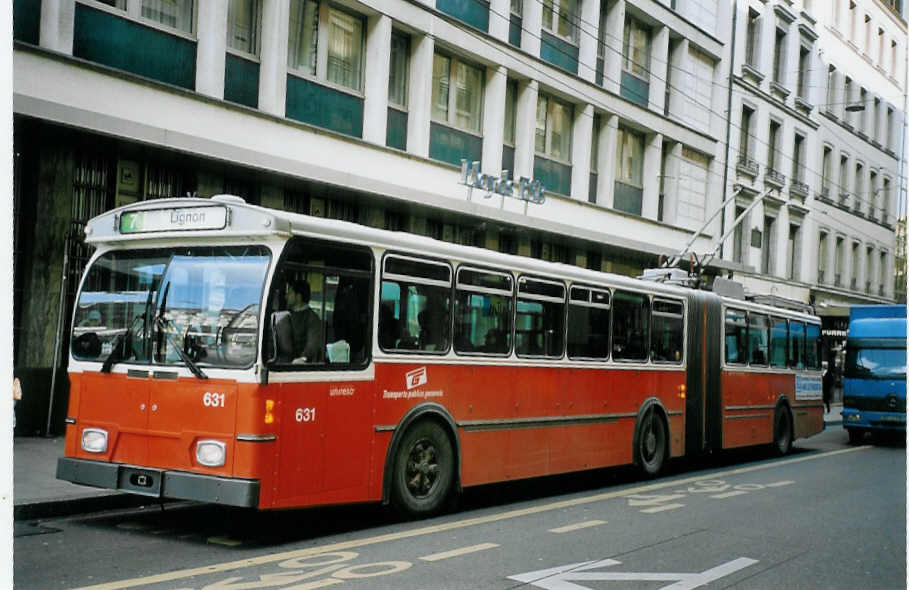 (075'004) - TPG Genve - Nr. 631 - FBW/Hess Gelenktrolleybus am 24. Februar 2005 in Genve, Bel-Air