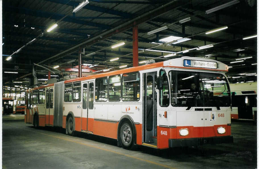 (075'027) - TPG Genve - Nr. 648 - FBW/Hess Gelenktrolleybus am 24. Februar 2005 in Genve, Dpt