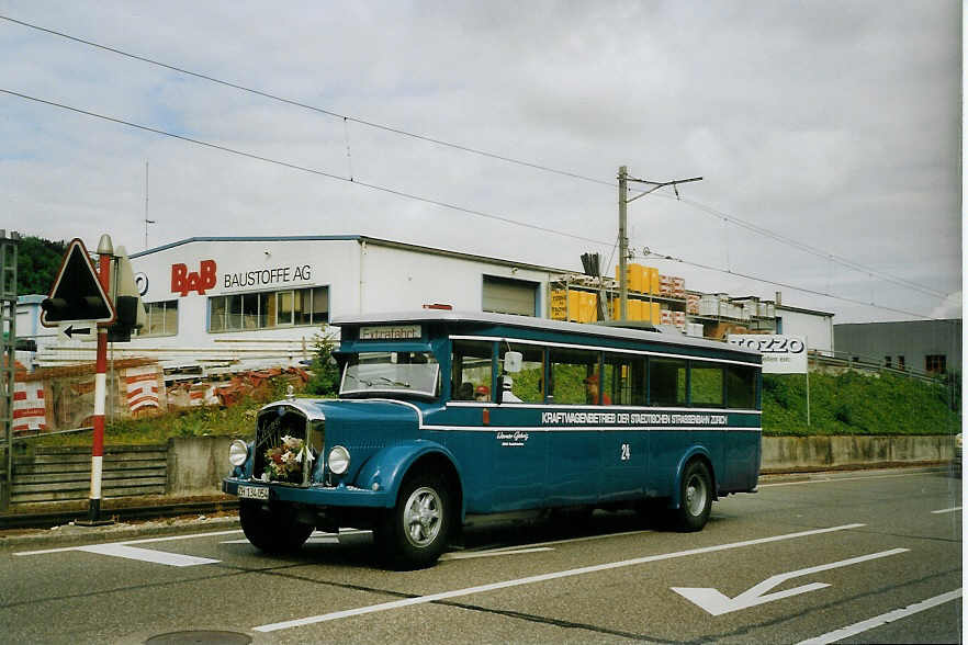 (077'125) - Gehrig, Rudolfstetten - Nr. 24/ZH 134'054 - Saurer/Tscher (ex Kaeslin, Olten; ex VBZ Zrich Nr. 224; ex VBZ Zrich Nr. 24) am 5. Juni 2005 in Bad Bubendorf, Talhuus