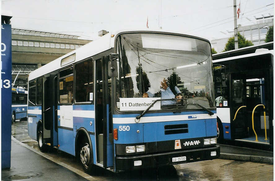 (078'423) - VBL Luzern - Nr. 550/LU 15'700 - NAW/R&J (ex Gowa, Luzern Nr. 50) am 11. Juli 2005 beim Bahnhof Luzern