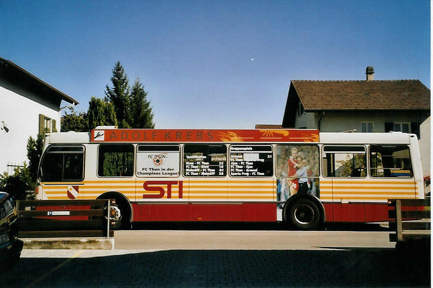 (080'703) - STI Thun - Nr. 34/BE 443'834 - Volvo/R&J (ex SAT Thun Nr. 34) am 9. Oktober 2005 in Thun-Lerchenfeld, Endstation