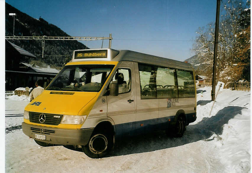 (081'737) - AFA Adelboden - Nr. 50/BE 538'550 - Mercedes (ex RRV Savigny) am 11. Dezember 2005 beim Bahnhof Lenk