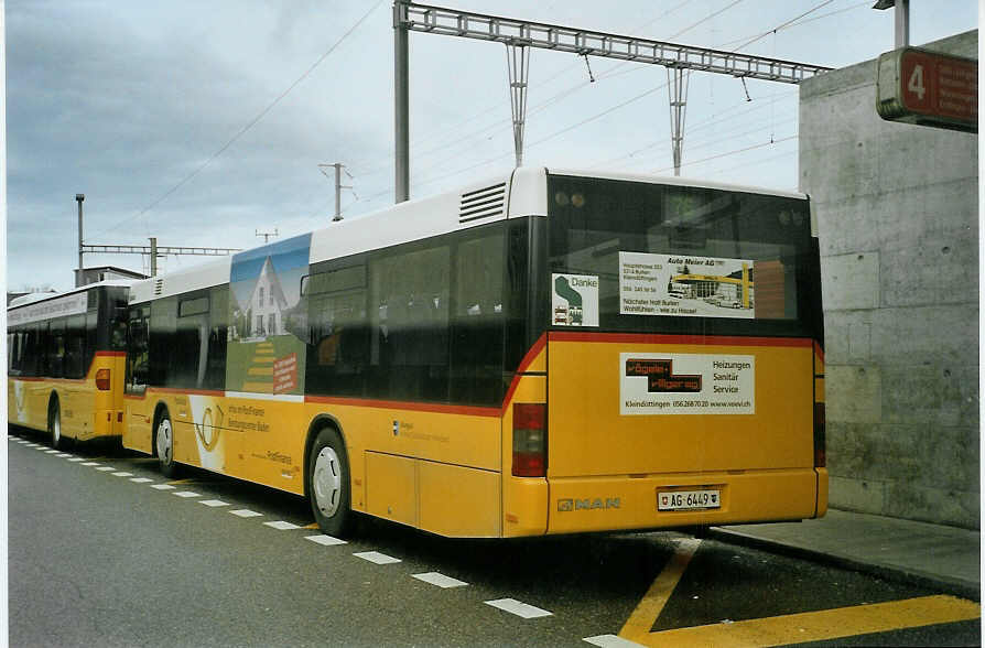 (083'102) - Staudacher, Mandach - AG 6449 - MAN am 18. Februar 2006 beim Bahnhof Brugg