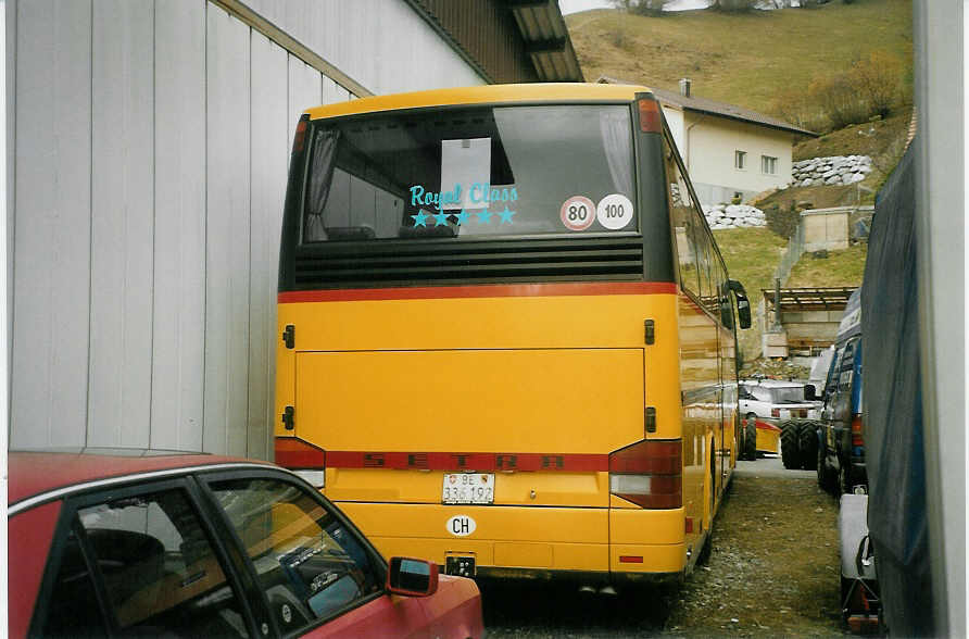 (084'104) - Moser, Teuffenthal - BE 336'192 - Setra (ex AutoPostale Ticino-Moesano; ex P 26'001; ex Barenco, Faido) am 1. April 2006 in Teuffenthal, Garage