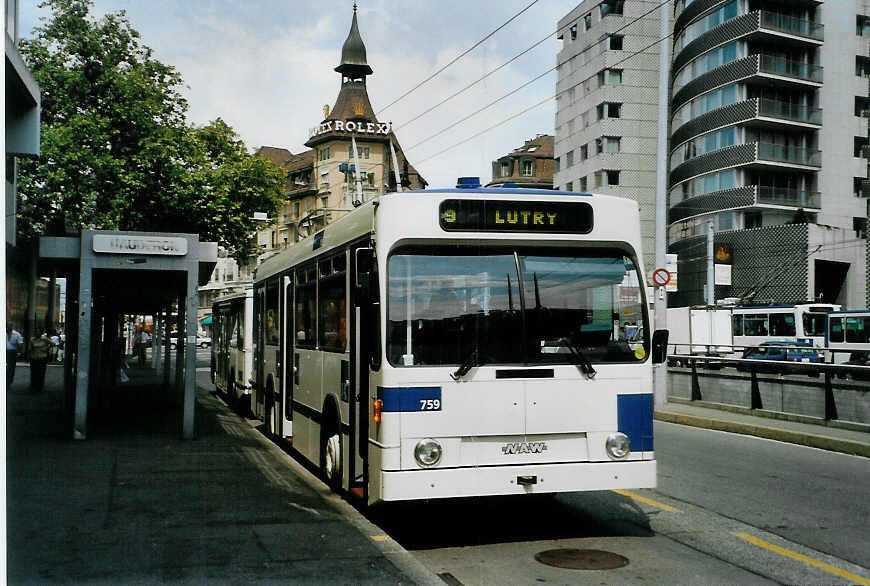 (087'828) - TL Lausanne - Nr. 759 - NAW/Lauber Trolleybus am 26. Juli 2006 in Lausanne, Chauderon