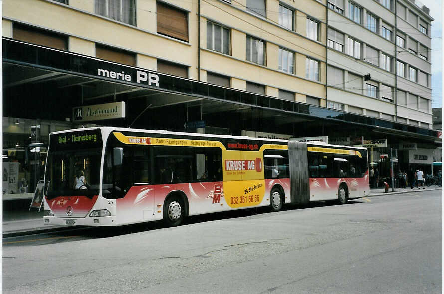 (089'102) - ABM Meinisberg - Nr. 2/BE 61'024 - Mercedes am 19. August 2006 beim Bahnhof Biel