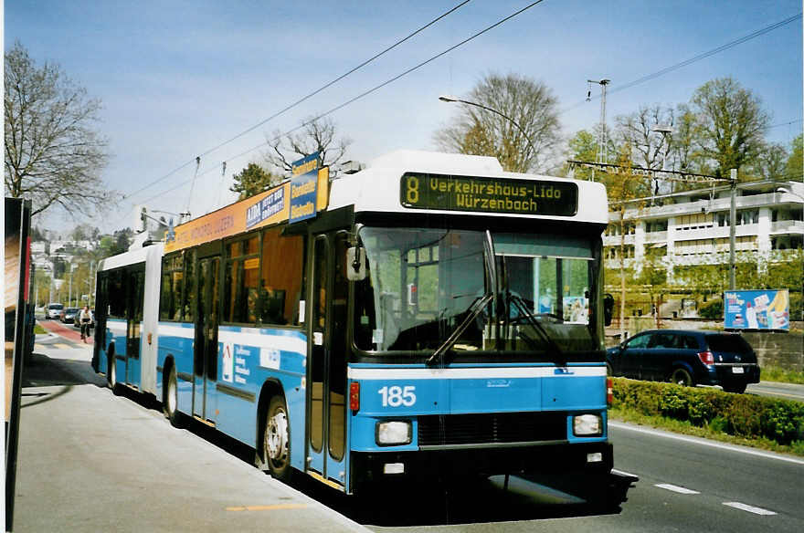 (093'902) - VBL Luzern - Nr. 185 - NAW/Hess Gelenktrolleybus am 13. April 2007 in Luzern, Verkehrshaus