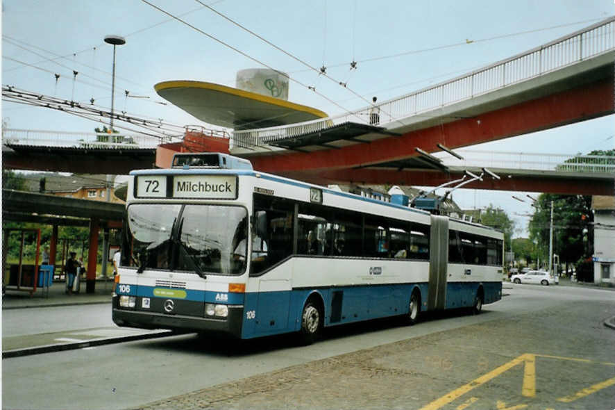 (094'705) - VBZ Zrich - Nr. 106 - Mercedes Gelenktrolleybus am 26. Mai 2007 in Zrich, Bucheggplatz