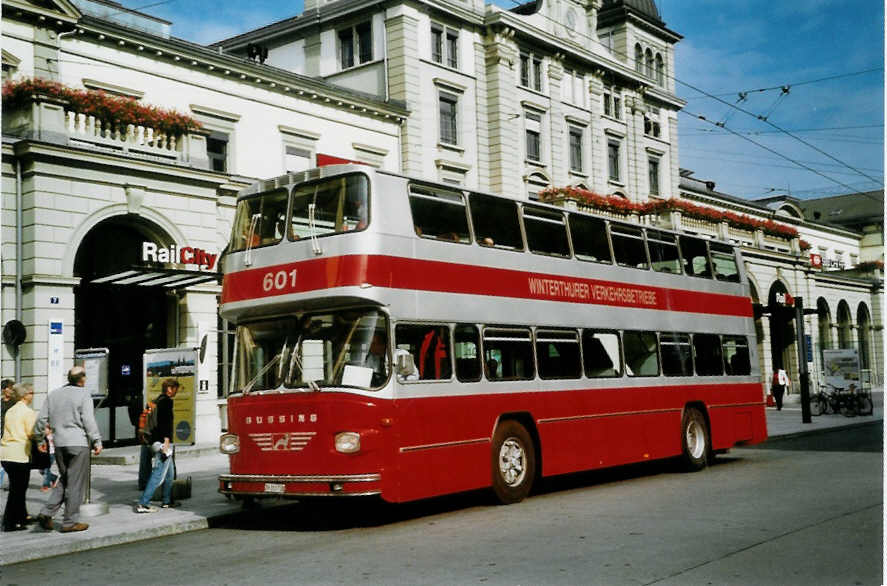 (098'531) - WV Winterthur - Nr. 601/ZH 203'738 - Bssing (ex Nr. 201; ex Swissair Nr. 23) am 15. September 2007 beim Hauptbahnhof Winterthur