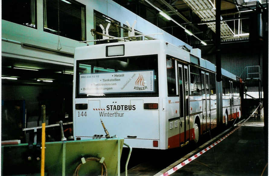 (098'620) - SW Winterthur - Nr. 144 - Mercedes Gelenktrolleybus am 15. September 2007 in Winterthur, Depot Grzefeld