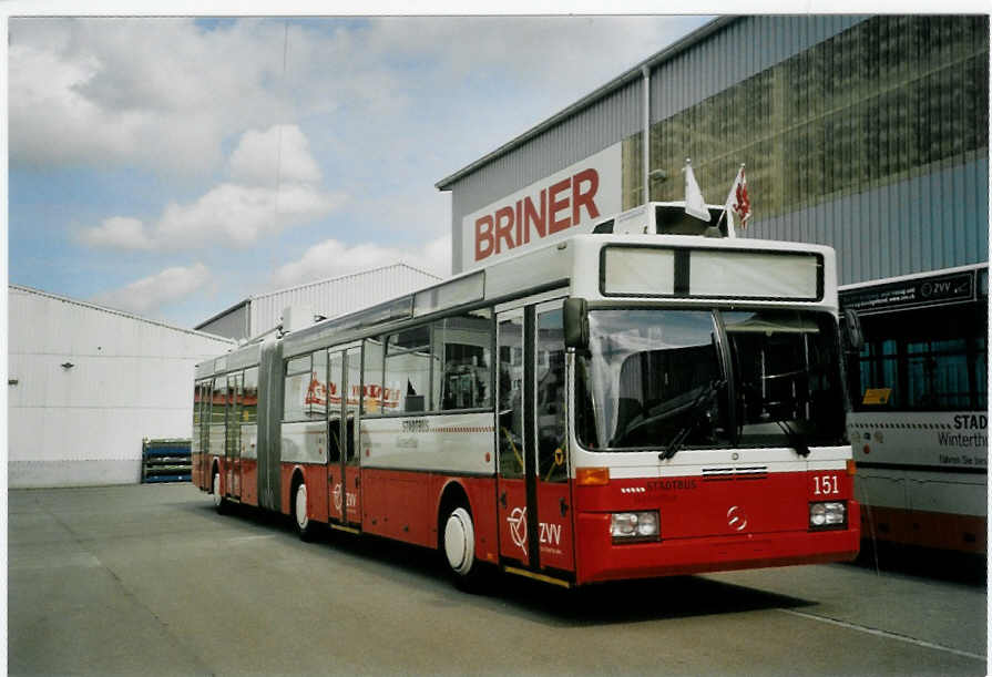 (098'709) - SW Winterthur - Nr. 151 - Mercedes Gelenktrolleybus am 15. September 2007 in Winterthur, Briner