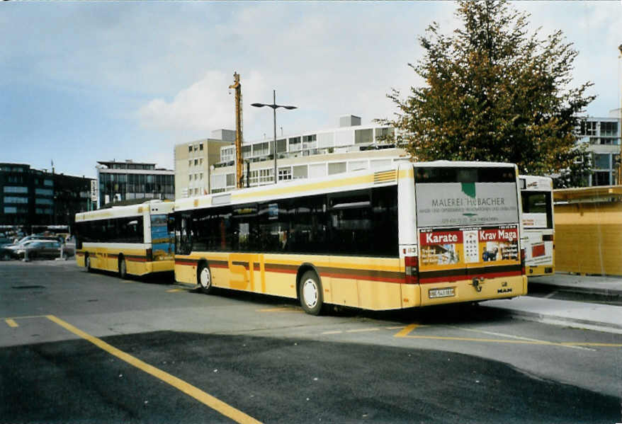 (100'136) - STI Thun - Nr. 83/BE 543'383 - MAN am 6. Oktober 2007 beim Bahnhof Thun (prov. Haltestelle)