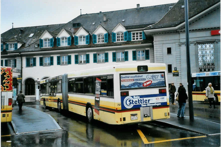 (101'815) - STI Thun - Nr. 72/BE 397'172 - MAN am 10. Dezember 2007 beim Bahnhof Thun