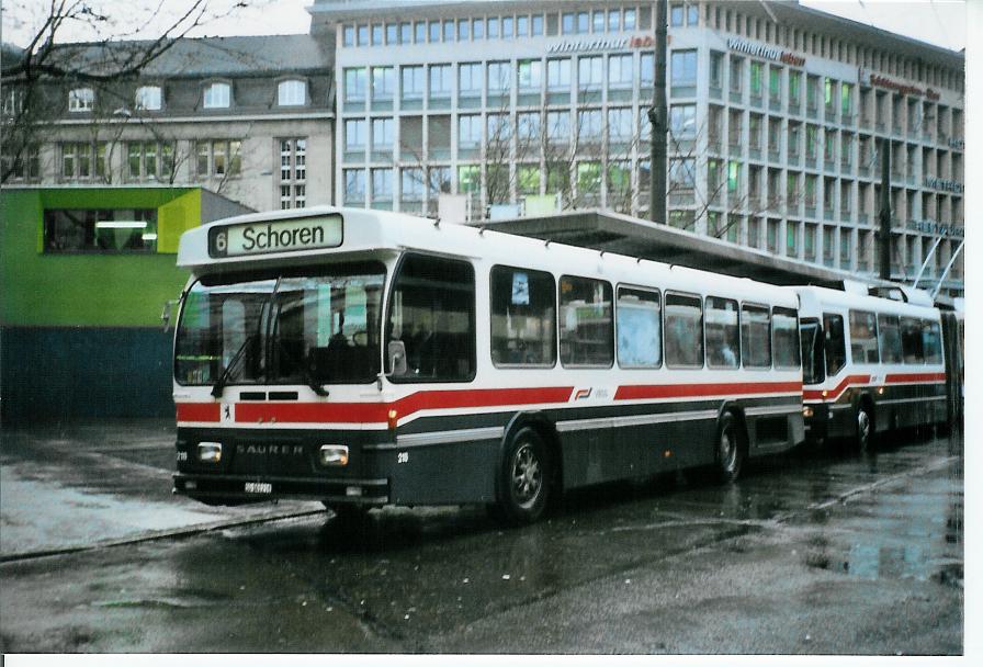 (103'325) - VBSG St. Gallen - Nr. 218/SG 141'218 - Saurer/Hess am 7. Januar 2008 beim Bahnhof St. Gallen