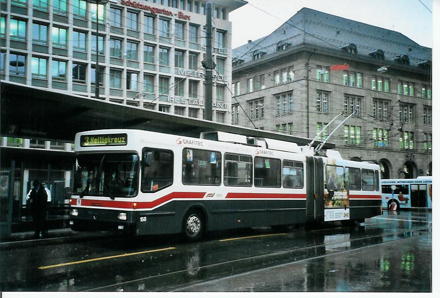 (103'333) - VBSG St. Gallen - Nr. 158 - NAW/Hess Gelenktrolleybus am 7. Januar 2008 beim Bahnhof St. Gallen