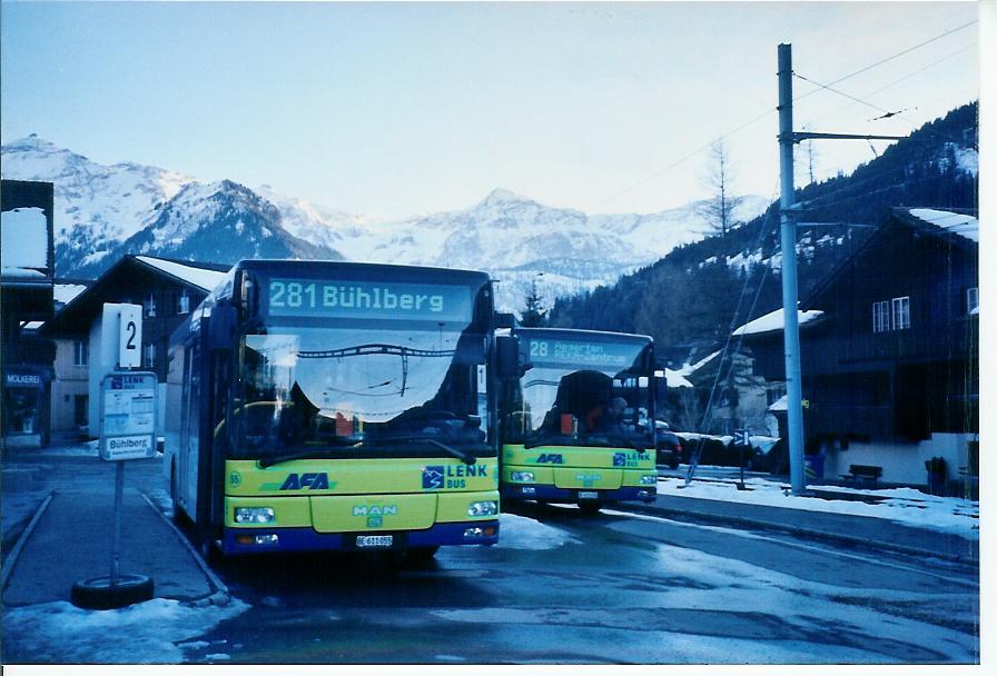 (103'711) - AFA Adelboden - Nr. 55/BE 611'055 - MAN/Gppel am 21. Januar 2008 beim Bahnhof Lenk