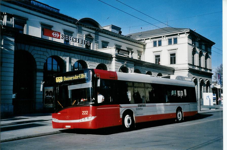 (103'808) - SW Winterthur - Nr. 222/ZH 531'222 - Solaris am 28. Januar 2008 beim Hauptbahnhof Winterthur