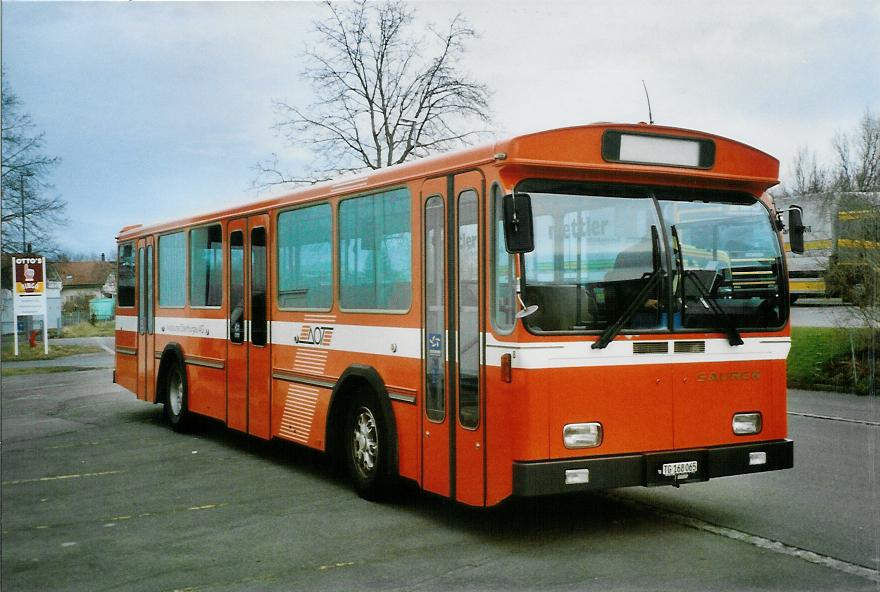 (104'119) - AOT Amriswil - Nr. 8/TG 168'065 - Saurer/Tscher (ex Frommelt, Vaduz) am 4. Februar 2008 in Amriswil, Garage II