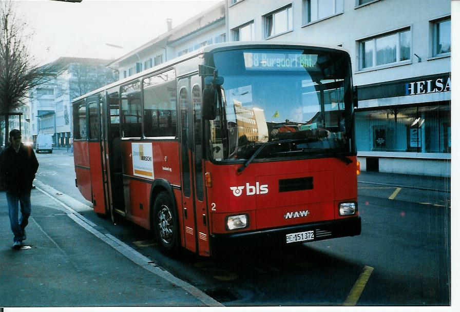 (104'316) - Busland, Burgdorf - Nr. 2/BE 151'372 - NAW/R&J (ex AOE Langnau Nr. 2) am 18. Februar 2008 beim Bahnhof Burgdorf