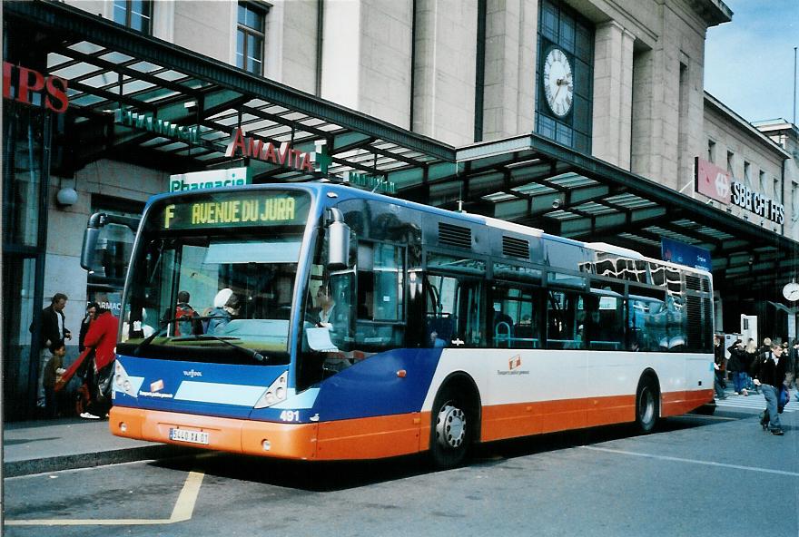 (105'224) - Aus Frankreich: TPG Genve (France) - Nr. 491/5440 XA 01 - Van Hool am 15. Mrz 2008 beim Bahnhof Genve