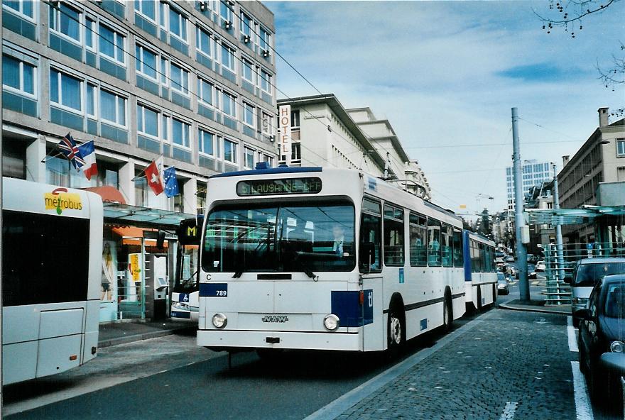 (105'234) - TL Lausanne - Nr. 789 - NAW/Lauber Trolleybus am 15. Mrz 2008 beim Bahnhof Lausanne