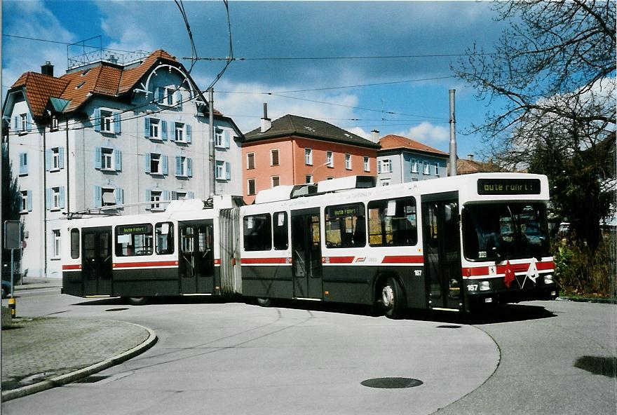 (106'008) - VBSG St. Gallen - Nr. 167 - NAW/Hess Gelenktrolleybus am 29. Mrz 2008 in St. Gallen, Heiligkreuz