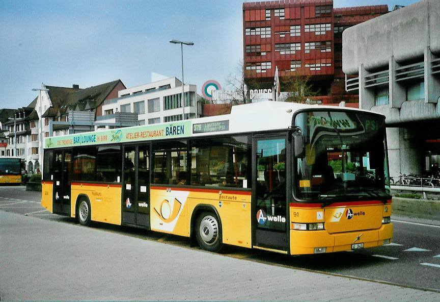 (106'703) - Voegtlin-Meyer, Brugg - Nr. 91/AG 18'428 - Volvo/Hess am 18. April 2008 beim Bahnhof Brugg