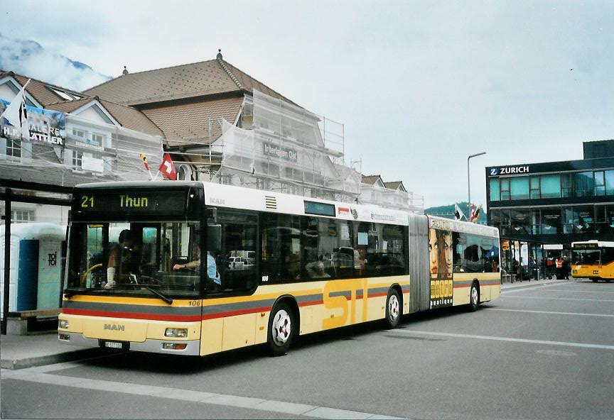 (107'921) - STI Thun - Nr. 106/BE 577'106 - MAN am 15. Juni 2008 beim Bahnhof Interlaken Ost