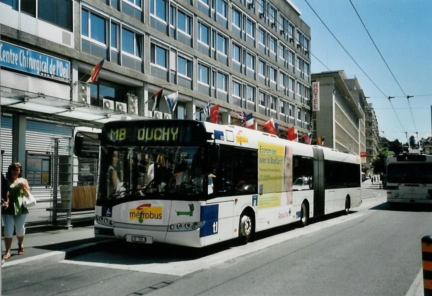 (108'114) - TL Lausanne - Nr. 532/VD 1584 - Solaris am 21. Juni 2008 beim Bahnhof Lausanne