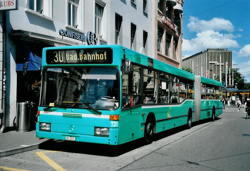 (108'927) - BVB Basel - Nr. 731/BS 3231 - Mercedes (ex VAG D-Freiburg Nr. 927) am 7. Juli 2008 beim Bahnhof Basel