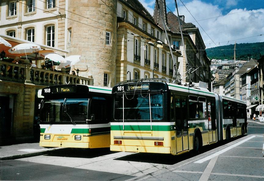 (109'831) - TN Neuchtel - Nr. 161 - FBW/Hess Gelenktrolleybus am 2. August 2008 in Neuchtel, Place Pury