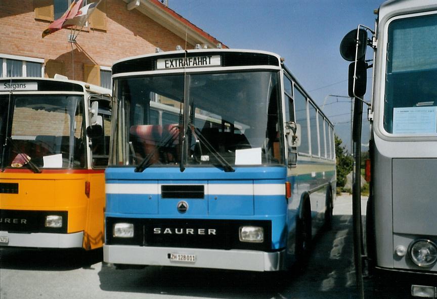 (110'528) - Mantel, Elgg - ZH 128'011 - Saurer/Tscher (ex LLB Susten Nr. 12) am 30. August 2008 in Niederbipp, Saurertreffen