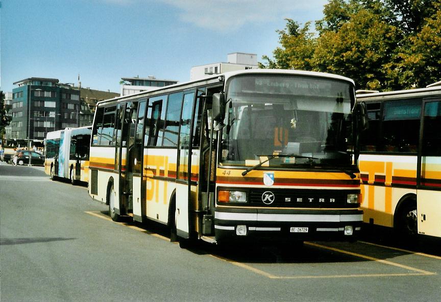 (110'805) - STI Thun - Nr. 44/BE 26'729 - Setra (ex AGS Sigriswil) am 31. August 2008 beim Bahnhof Thun (prov. Haltestelle)