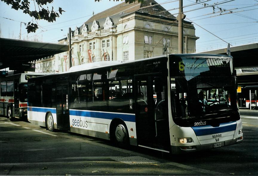 (111'534) - St. Gallerbus, St. Gallen - Nr. 261/SG 198'261 - MAN am 13. Oktober 2008 beim Bahnhof St. Gallen 