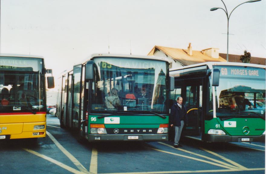 (113'224) - MBC Morges - Nr. 96/VD 795 - Setra (ex Deutschland) am 22. Dezember 2008 beim Bahnhof Morges