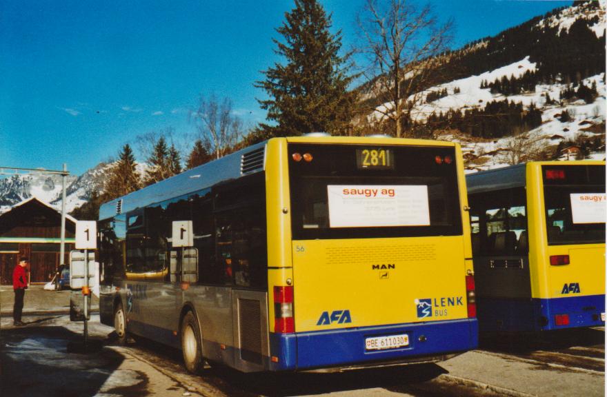 (113'315) - AFA Adelboden - Nr. 56/BE 611'030 - MAN/Gppel am 24. Dezember 2008 beim Bahnhof Lenk