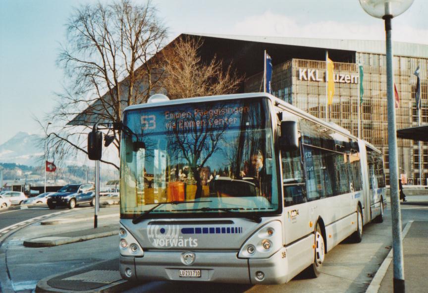 (113'432) - AAGR Rothenburg - Nr. 38/LU 233'710 - Irisbus am 26. Dezember 2008 beim Bahnhof Luzern