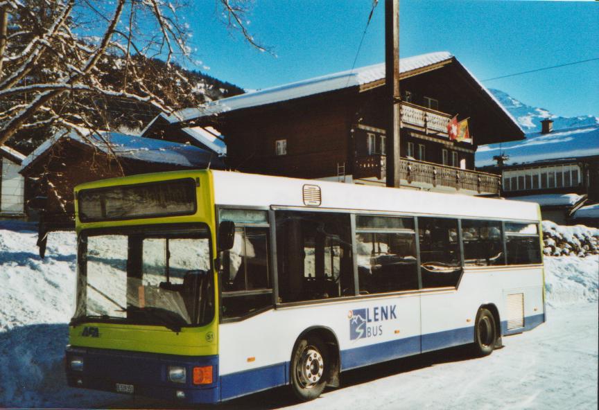 (113'515) - AFA Adelboden - Nr. 51/BE 539'151 - MAN (ex BAM Morges Nr. 5) am 2. Januar 2009 beim Bahnhof Lenk