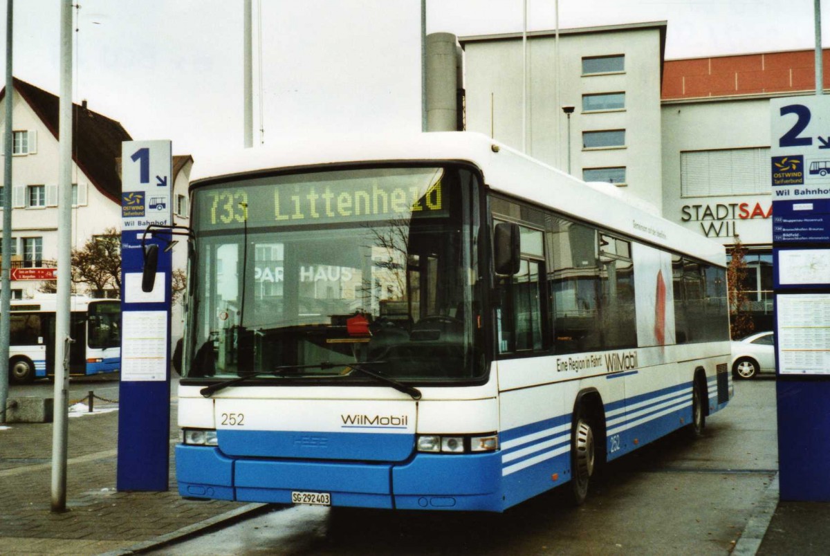 (114'021) - WilMobil, Wil - Nr. 252/SG 292'403 - Volvo/Hess (ex BOS Wil Nr. 23) am 21. Januar 2009 beim Bahnhof Wil